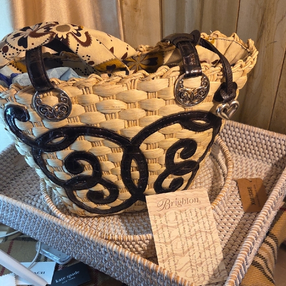 Brighton Handbags - Brighton Beige and  Brown Woven Tote